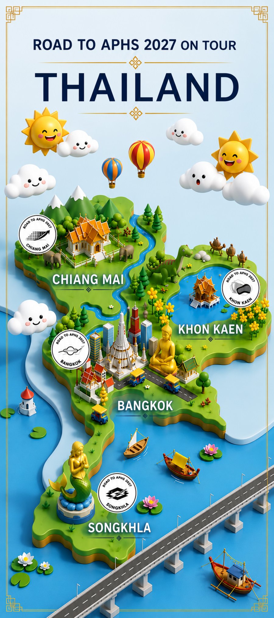 Road to APHS 2027 On Tour Thailand map banner showing the four host cities